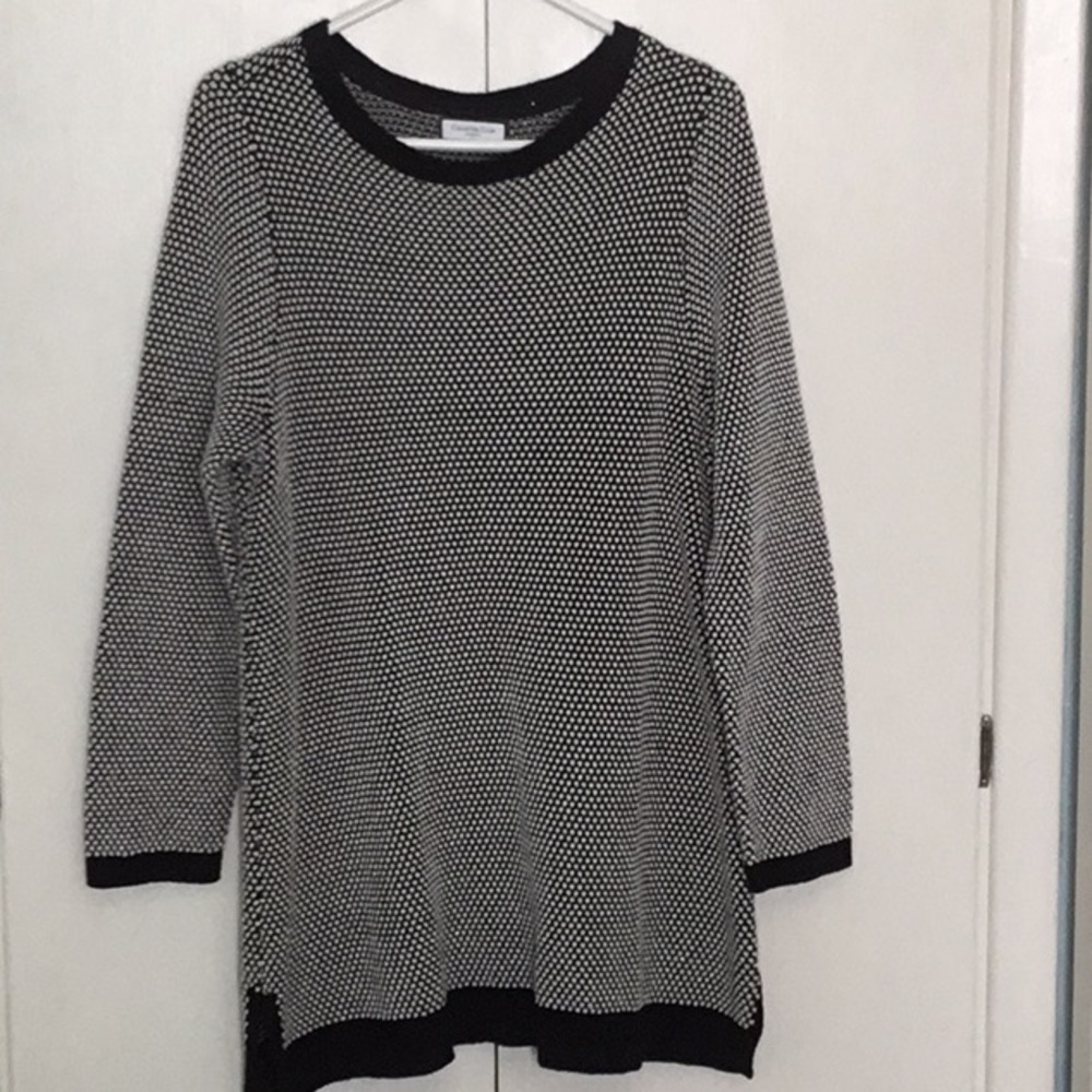 Black and White Knit Sweater Dress